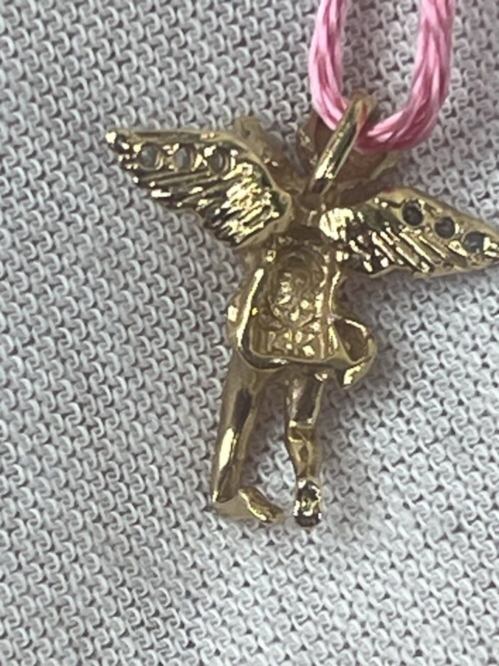 vtg made in Italy 2 gram 14k gold/6Diamond guardian angel pendant sparkly - Picture 14 of 16